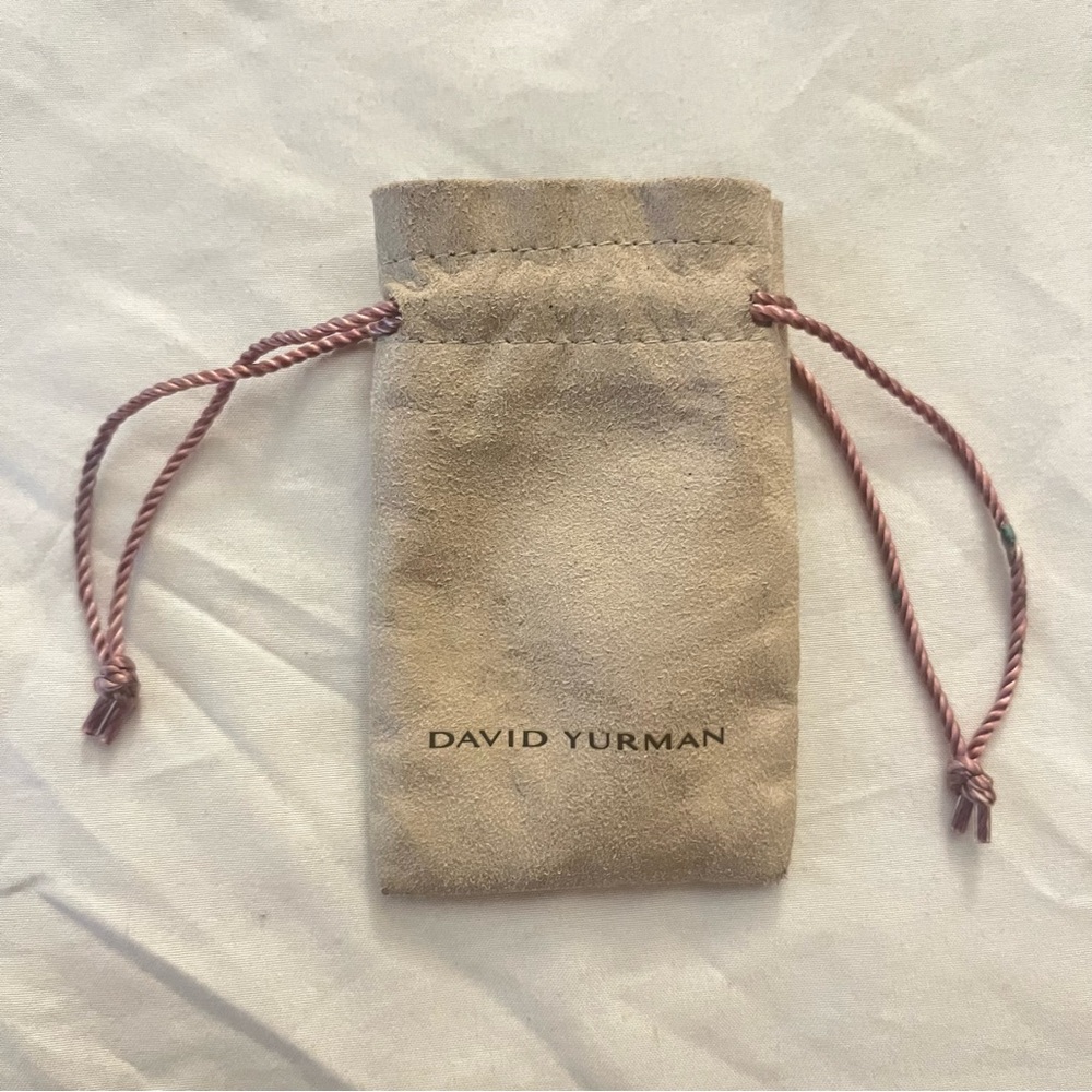 David Yurman Tan Suede Pouch with Red Drawstrings
